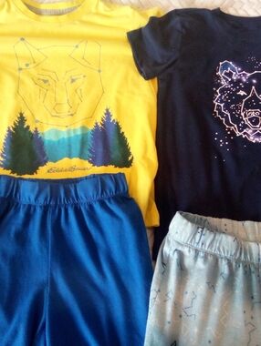 Eddie Bauer Yellow and Navy Bear Constellation Outfit Sets With Shorts Size Med
